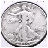 1947 WALKING HALF DOLLAR F