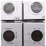 4 NICE INDIAN HEAD CENTS