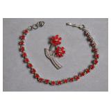 STERLING SILVER "RUBY" BRACELET W/ PENDANT