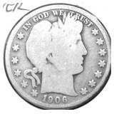 1906 BARBER HALF DOLLAR AG