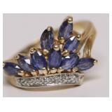 10K GOLD DIAMOND / TANZANITE  SZ  8 3.47GR