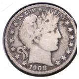 1908 O BARBER HALF DOLLAR G