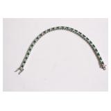 STERLING SILVER "EMERALD/CZ" BRACELET  6.5"