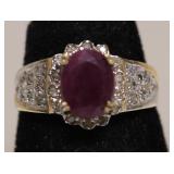 10 GOLD RUBY/DIAMOND RING SZ 6.25  3.09GR