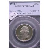 1990 S PCGS PF70DC WASHINGTON QUARTER