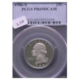 1986 S PCGS PF69 DC WASHINGTON QUARTER