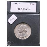 1937 D SUPURB GEM WASHINGTON QUARTER