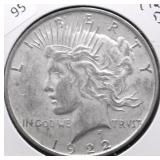 1922 D PEACE DOLLAR AU