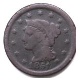 1851 LARGE CENT VG