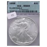 1998 ICG MS69 SILVER EAGLE