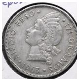 1963 DOMINICAN REPUBLIC SILVER PESO AU