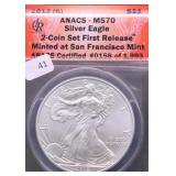 2012 S ANACS  MS70 SILVER EAGLE