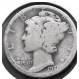 1921 MERCURY DIME VG