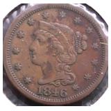 1946 LARGE CENT XF LG DATE