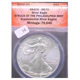 2015 ANACS MS70 SILVER EAGLE