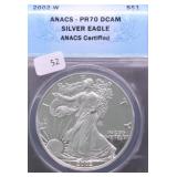 2002 W ANACS  PROOF 70DC SILVER EAGLE