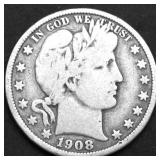1908 O BARBER HALF DOLLAR F
