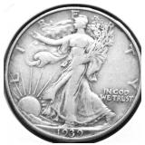 1939 D WALKING HALF DOLLAR XF
