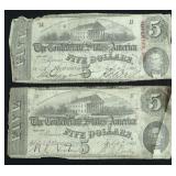 1863 5 $ CONFEDERATE NOTE VF