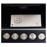 25TH ANNIVERSARY SILVER COIN SET W BOX PAPERS