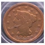 1847 LARGE CENT VG DETAILS