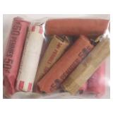 10.5 ROLLS OF UNSEARCHED CENTS.  MOSTLY WHEAT CENT
