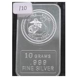 10 GRAMS .999 SILVER BAR
