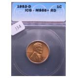1953 D ICG MS66 + RED LINCOLN CENT
