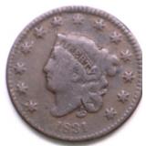 1831 LARGE CENT VF