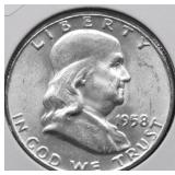 1958 D GEM BU FRANKLIN  HALF DOLLAR
