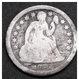 1856 SEATED DIME  VG
