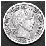 1916 BARBER DIME XF
