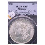 1921 PCGS MS64 MORGAN DOLLAR