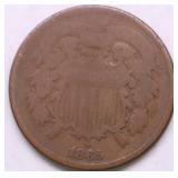 1865 TWO CENT PIECE F