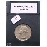 1932 D CHOICE AU WASHINGTON QUARTER