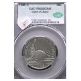 1986 S CAC PF68DC ELLIS ISLAND HALF DOLLAR