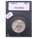 1960 D GEM BU WASHINGTON QUARTER