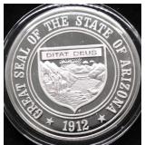 32.65 GRAMS SILVER  PROOF ARIZONA STATE SEAL
