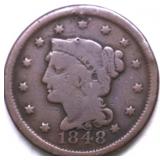 1848 LARGE CENT VG