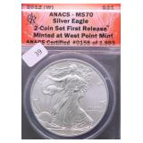 2012 W ANACS  MS70 SILVER EAGLE