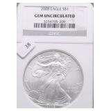2008 NGC GEM BU SILVER EAGLE