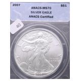 2007 ANACS  MS70 SILVER EAGLE