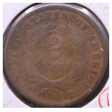 1864 TWO CENT PIECE VG