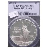 1986 S PCGS PF69DC ELLIS ISLAND SILVER DOLLAR