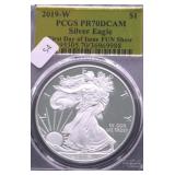 2019 W PCGS PF70DC SILVER EAGLE