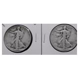 TWO WALKING HALF DOLLARS