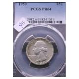 1950 PCGS PF64 WASHINGTON QUARTER