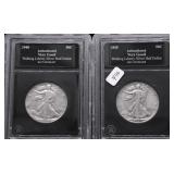 TWO WALKING HALF DOLLARS