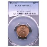1945 S PCGS MS66 RED LINCOLN CENT