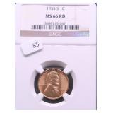 1955 S NGC MS66 RED LINCOLN CENT